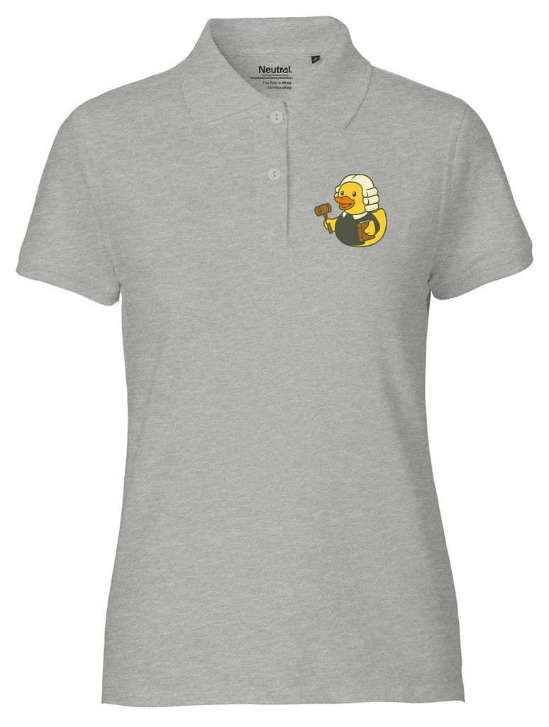 Huuraa Damen Polo Shirt Quietscheente Jurist Comic Gummiente XL Sport Grey Bio Baumwolle Fairtrade Poloshirt Geschenkidee
