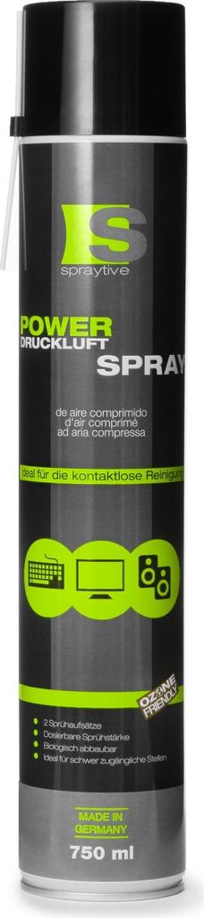 Spraytive 1 x 750ml Power Druckluftspray - Air Duster, Druckluftreiniger, Luftdruckspray, Reinigungsspray