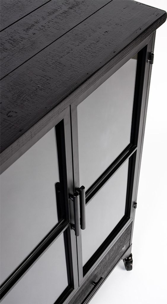 Nesthaus Vitrinenschrank Bram Schwarz 35 x 65 x 105 cm Produktbild 