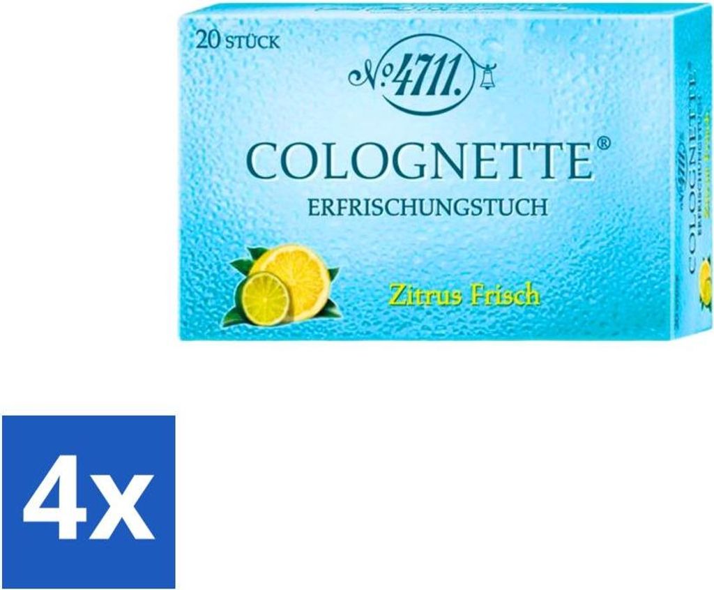 4711 - Erfrischende Tücher - Erfrischender Zitronenduft - 20 Tücher - Vorteilspack - 4 Stücke