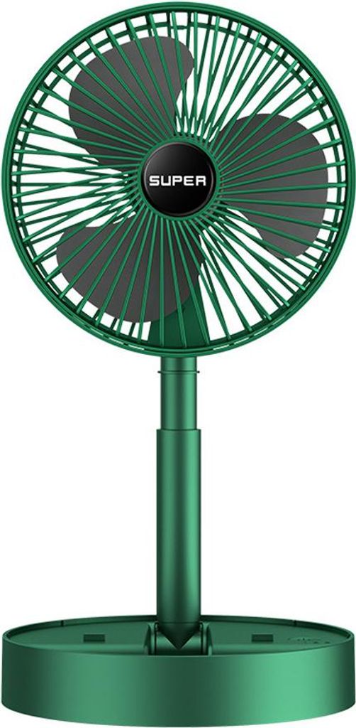 Tragbarer Faltventilator, wiederaufladbarer Standventilator mit USB-Anschluss, Akku-Ventilator für Zuhause,Jade green