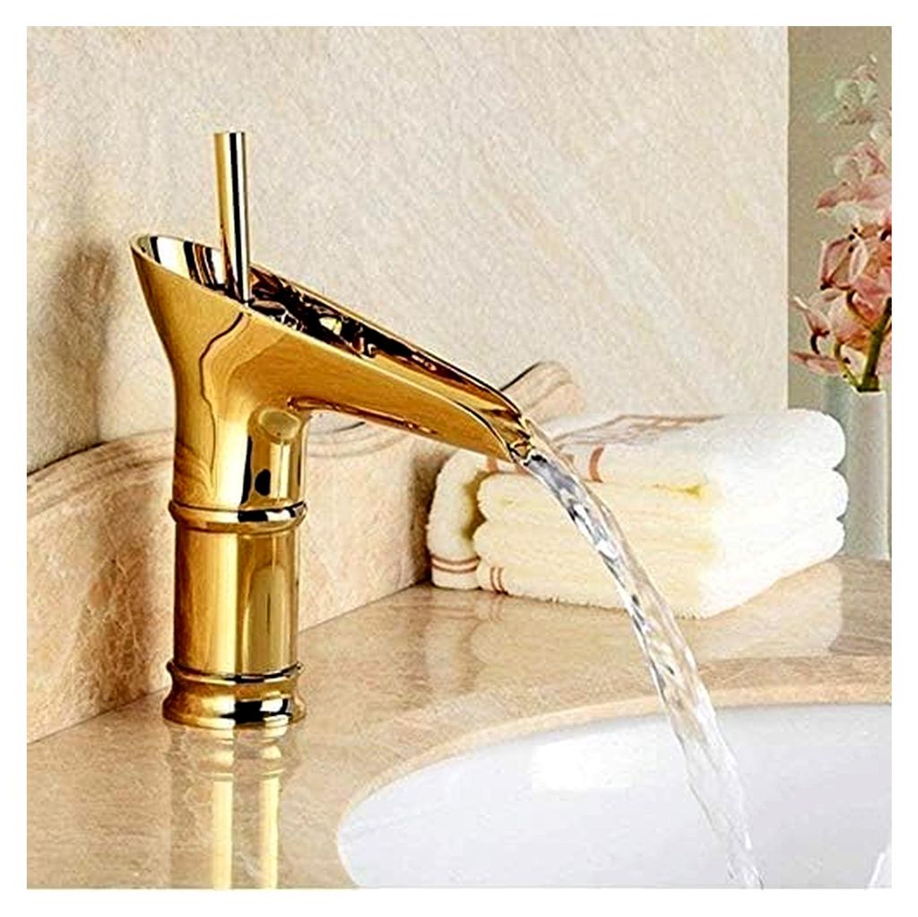 Küchenarmatur Wasserfall Waschbecken Wasserhahn in Gold