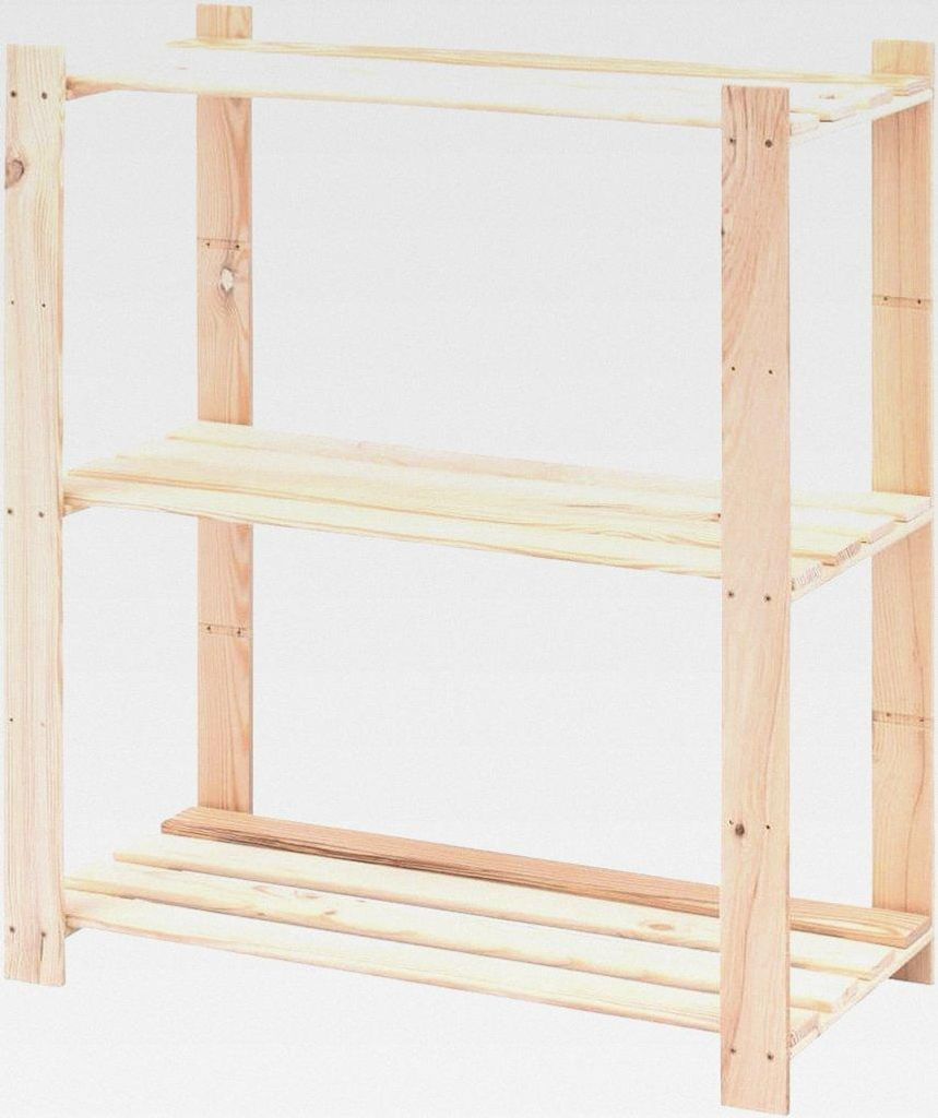 Lagerregal mit 3 Böden 80x38x90 cm Kiefer Massivholz 150 kg Lagerregal für Garage, Abstellraum, Kellerregal