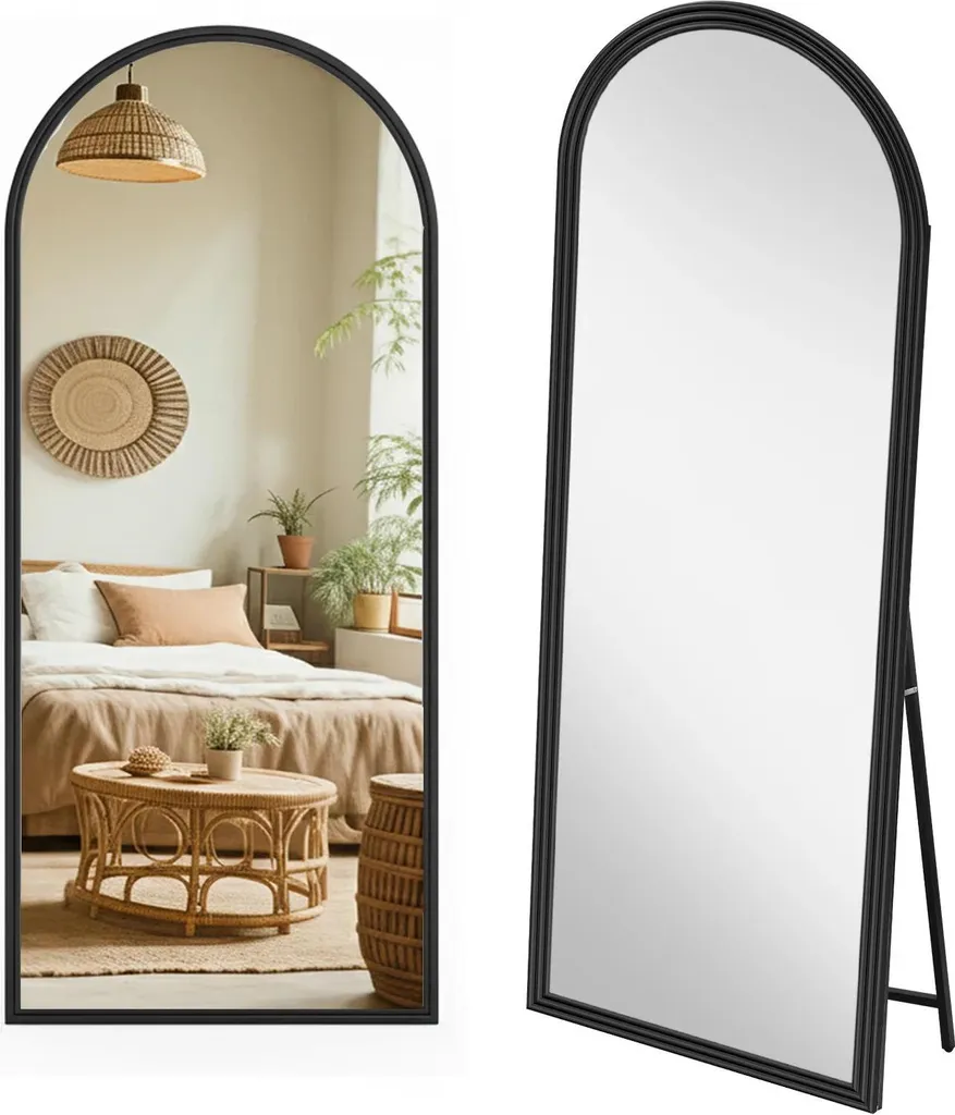 Miroir de dressing noir 160x50 cm, cadre bois pour chambre et entrée