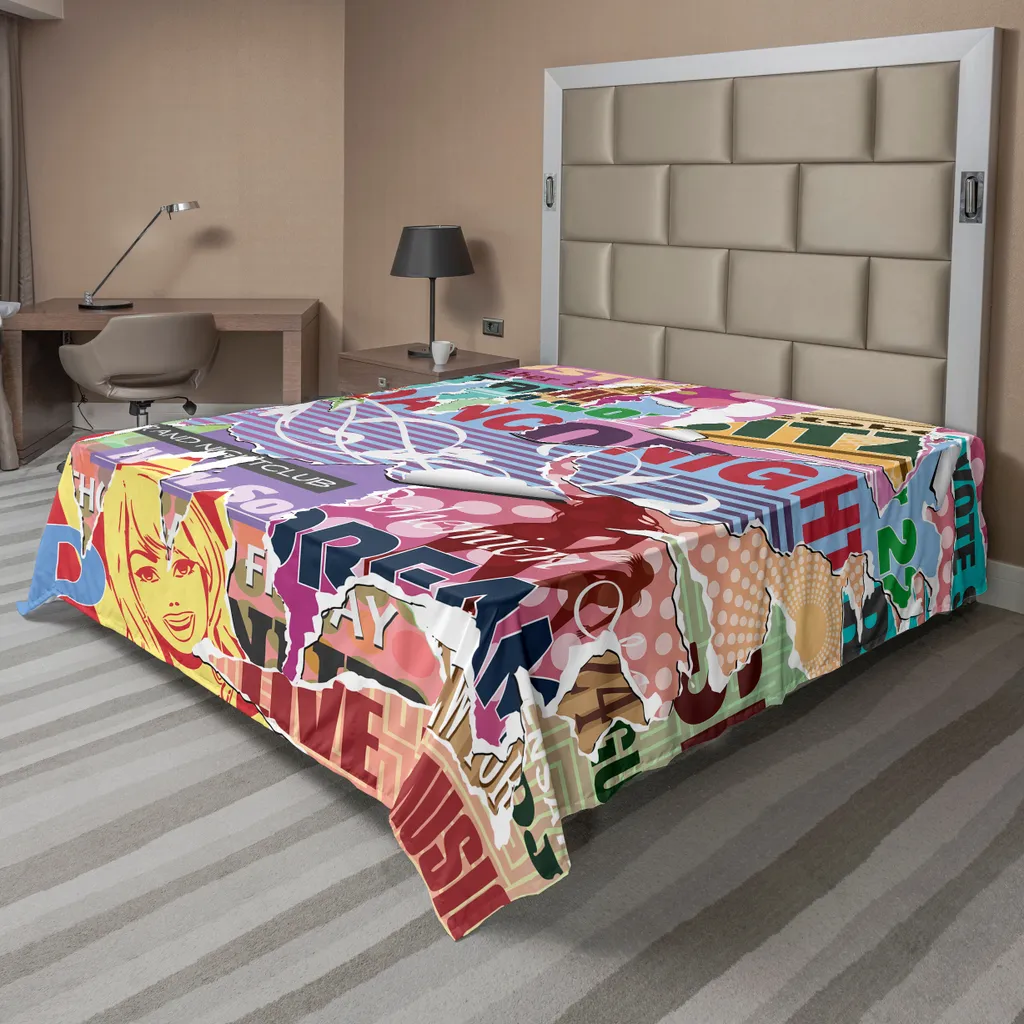 Drap de Lit Anti-Ternes Design Grunge pour Literie Durable 266x260 cm