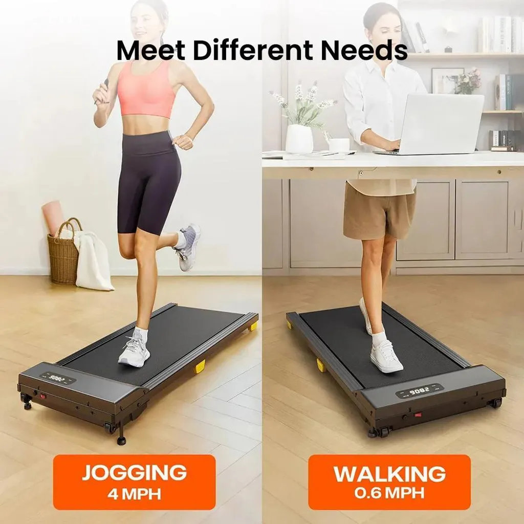 Tapis de course compact non pliable Walking Pad beige avec console LED - 4