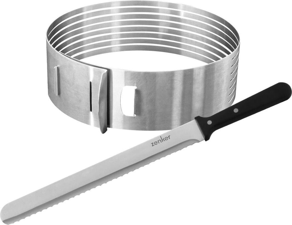 Zenker Tortenboden-Schneidhilfe-Set mit Konditor- bzw. Glasurmesser PATISSERIE, Profi-Tortenmesser zum Schneiden für Schicht-Torten, Torten-Zubeh...
