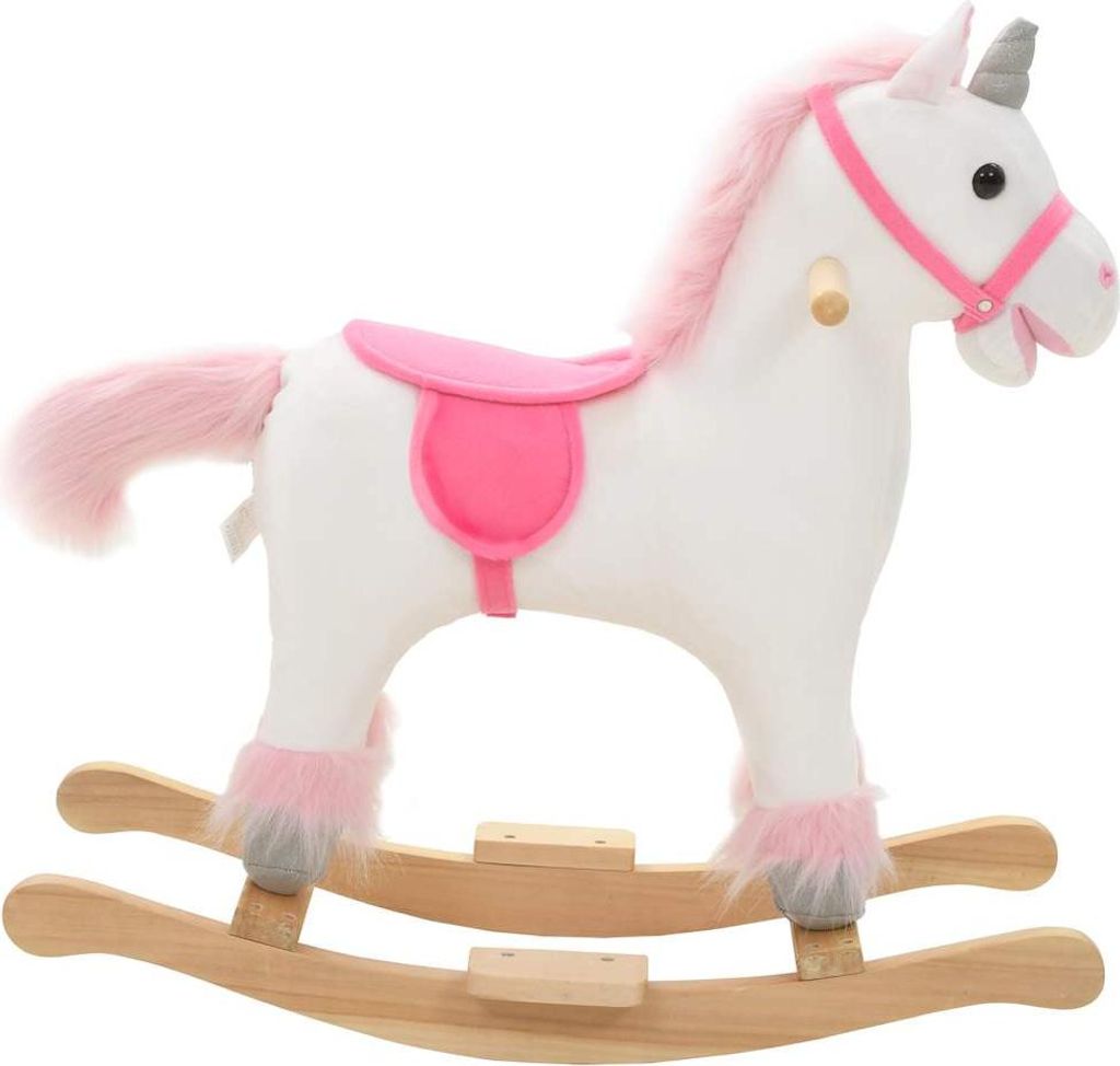 vidaXL Schaukeltier Einhorn Plüsch 65x32x58 cm Weiß und Rosa