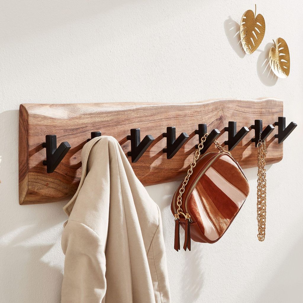 FineBuy Nástěnná věšák "Akácie", masivní dřevo, 90 cm, Obrázek produktu 