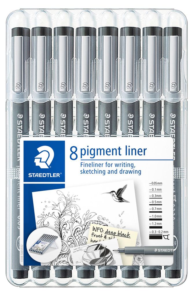 Staedtler - Fineliner Pigment 308 schwarz 8 Stück