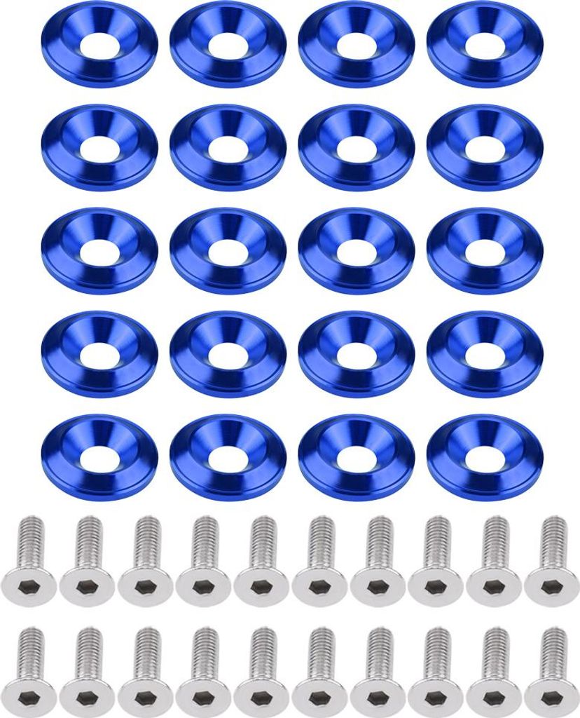 20pcs Aluminium Stoßfänger/Kotflügel Waschmaschine Bolzenmotor Bay Dress Up Kit Blau