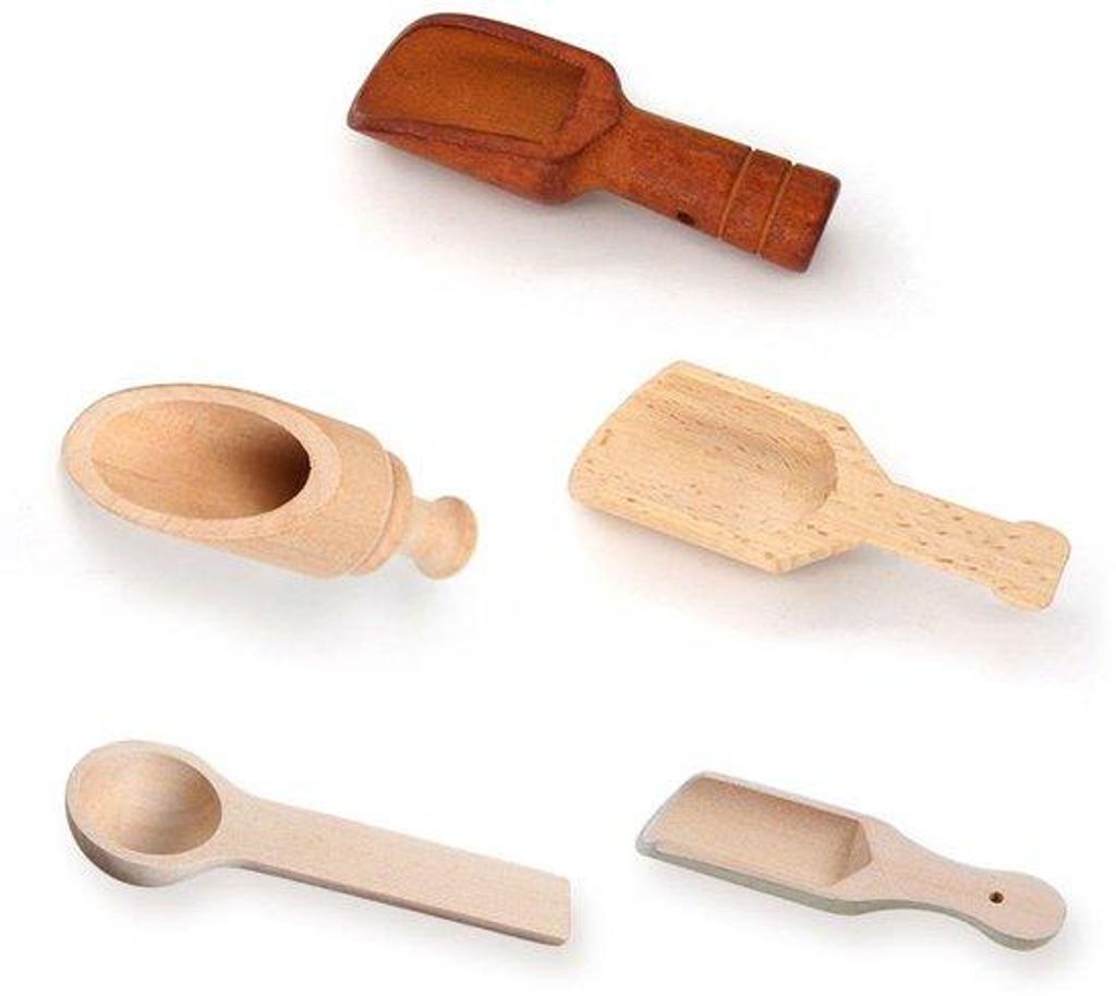 Holz-Löffel-Set 5er, kleine Holz-Löffel, Kräuter-Löffel, Holz-Löffel-Set, Qualitätsholz-Löffel