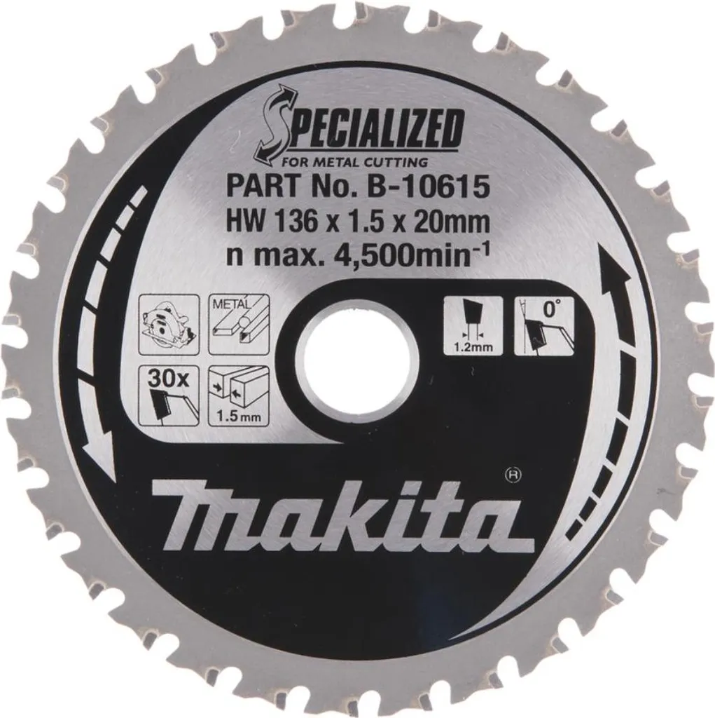 Découpe de tubes et profilés acier - Lame Makita 136 x 20 mm 30 dents