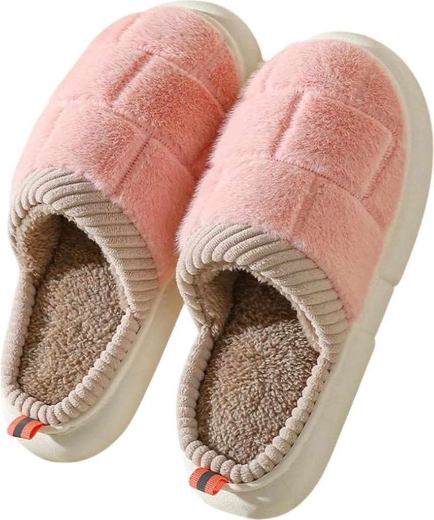 ASKSA Hausschuhe Winter Plueschweiche inter Hausschuhe Und Frauen Winter Im Innenhause Bequeme Hausschuhe Uni Schuhe,Rosa,Groesse: 36-37
