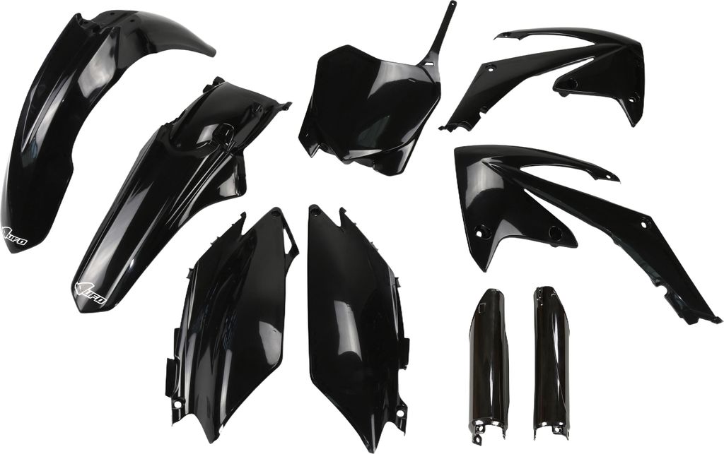 Verkleidungskit UFO PLAST 9-teilig Verkleidungssatz Kunststoff mit Gabelschutz für Honda CRF R 250 / 450 ccm Bj. 2011 - 2013, Farbe:schwarz