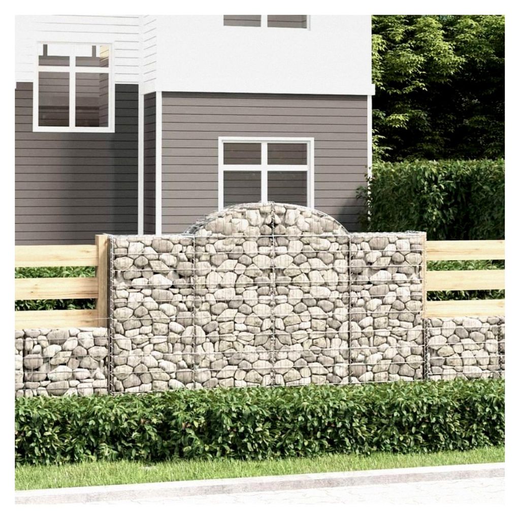Gabionen mit Hochbogen 50 Stück 200x50x120/140 cm verzinktes Eisen