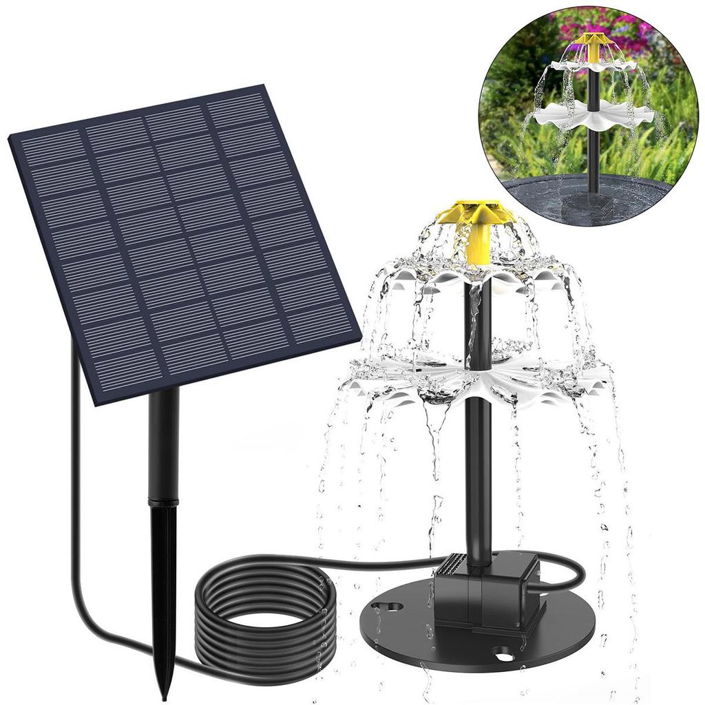 Solar Gartenbrunnen Pumpe mit Düsen, dekorativer Produktbild 