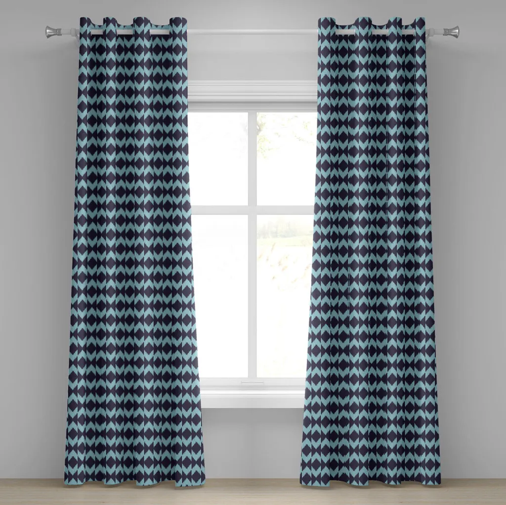 Paire de rideaux 280x245 cm pour salon ou chambre motif losange