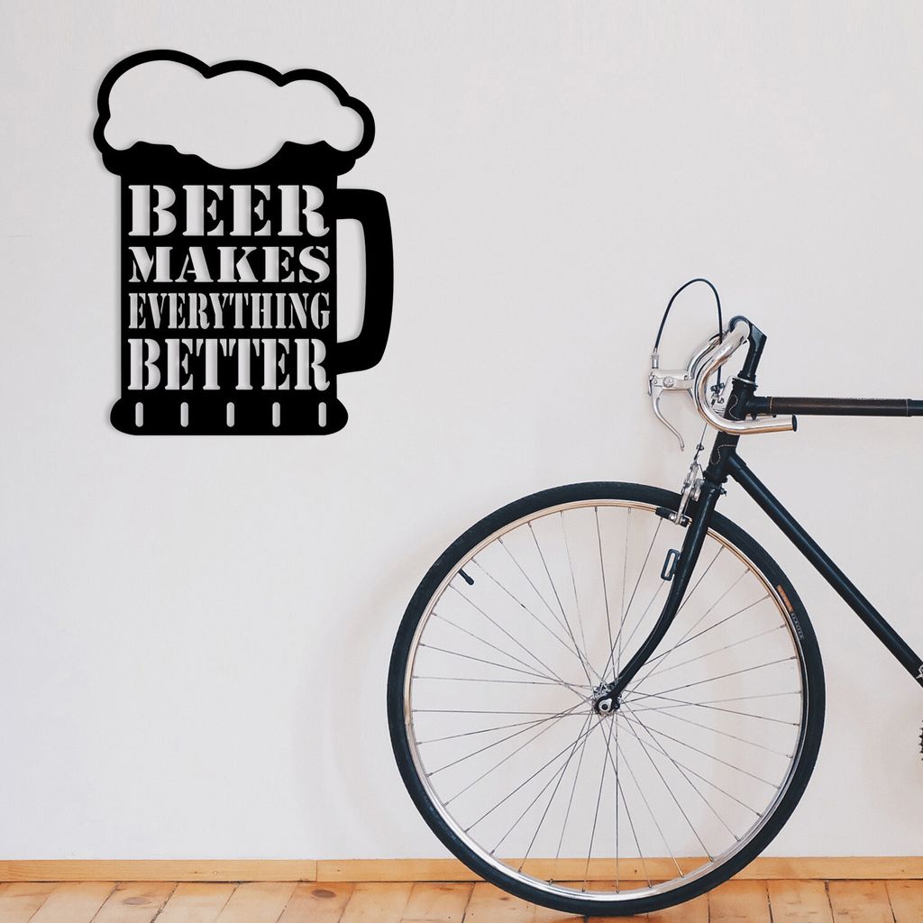 Wallity, Beer Metal Decor, Dekoratives Wandaccessoire aus Metall, 100 % METALL, Schwarz, 35 x 45 cm
