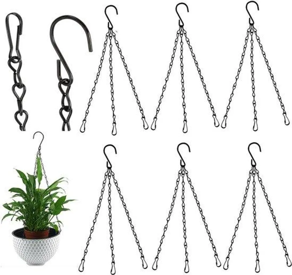 Suspension pour Plante en Métal Noir de 50cm avec Chaîne et Crochet S