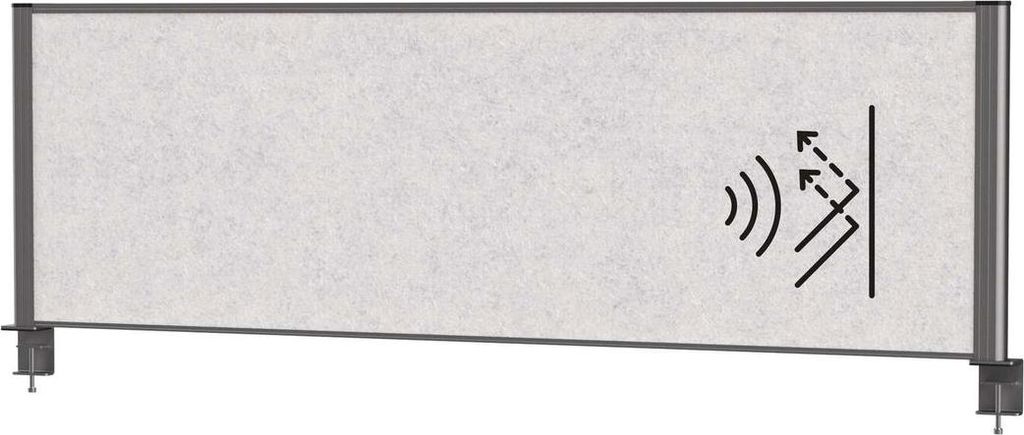 MAUL Tisch-Trennwand MAULconnecto Akustik hellgrau Klemmfuß 160 x 7 x 51.5 cm anthrazit