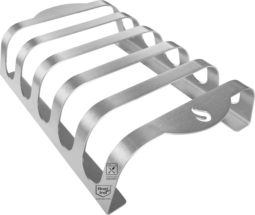 Accessoire barbecue pour cuisson de ribs - Porte-côtes inox avec poignées L