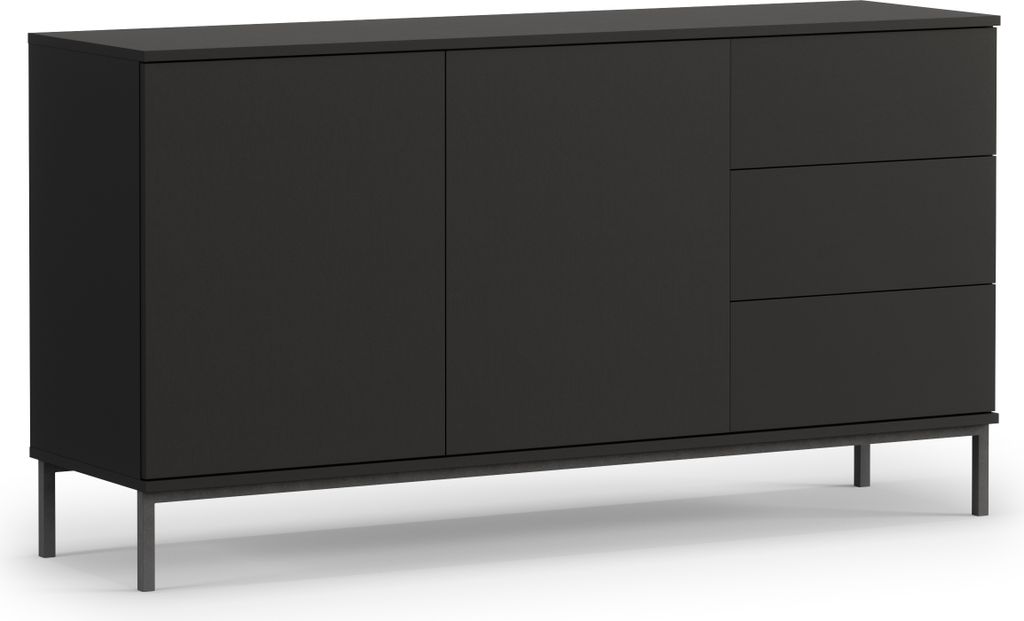 DESIGN MÖBEL Kommode mit Schubladen – Sideboard Holz, Highboard, TV Schrank, Schubladenschrank, Schlafzimmer Möbel (Querty Schwarz)