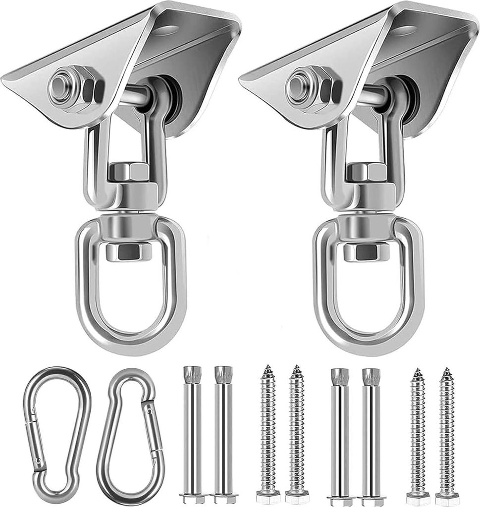 Drehbare Deckenhaken für Hängestühle und Yogatücher - 450 kg Tragfähigkeit Edelstahl (Set von 2)