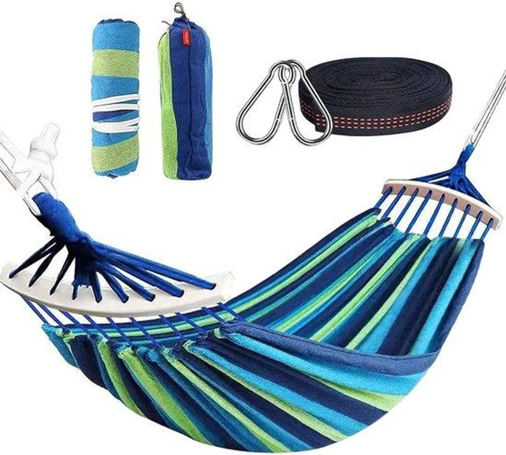 Hamac de voyage double 280 x 150 cm bleu - Charge 300kg pour camping