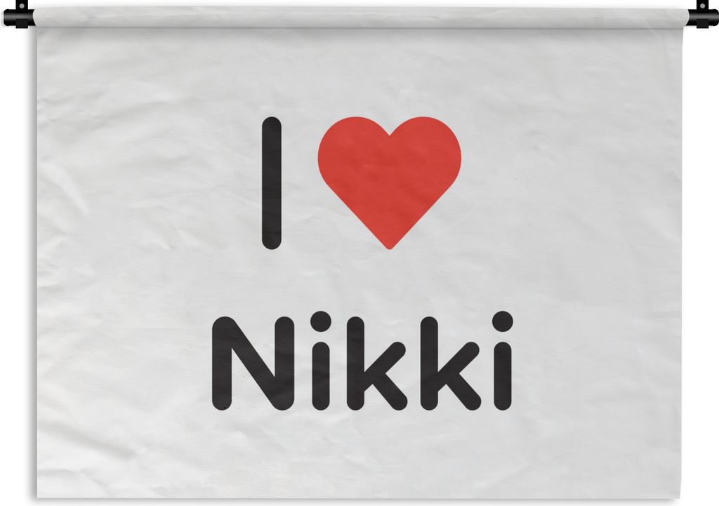 MuchoWow Wandteppich Wandbehang Ich liebe - Nikki - Mädchen 90x67.5 cm Tapisserie Dekoration Wandtuch - Fototeppich - Wand-Skulpturen