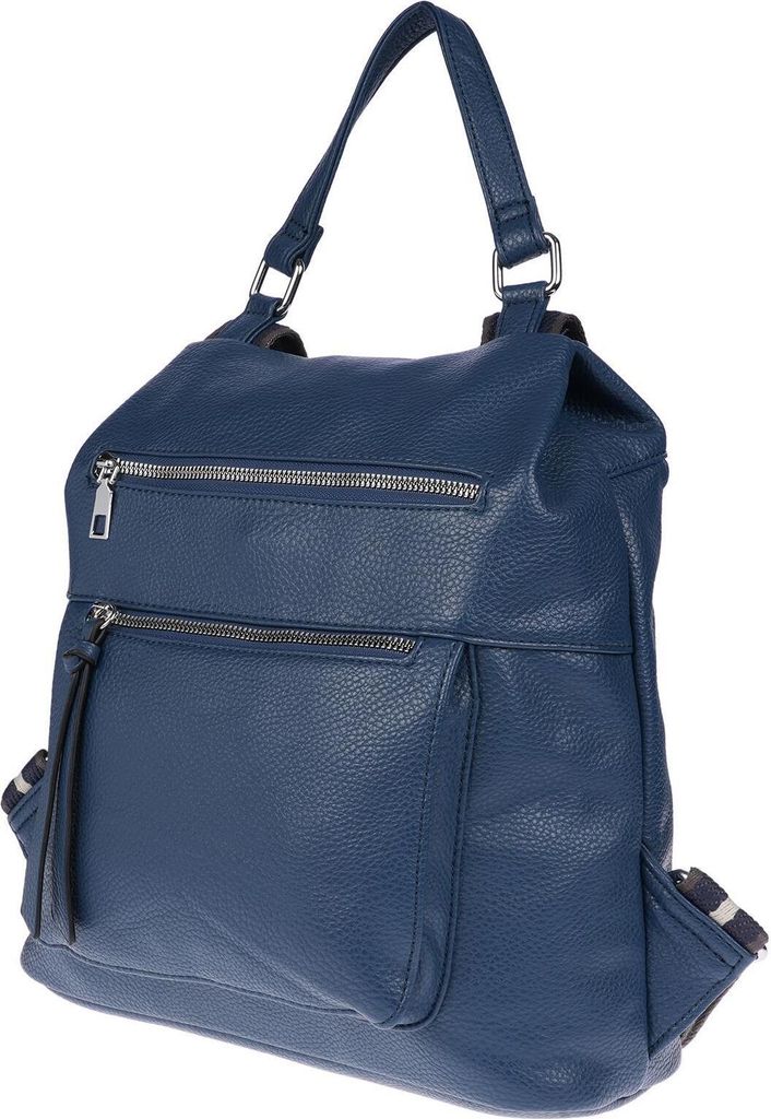 Großer Damen Rucksack Tasche Citybag Leder Optik Bodybag Schultertasche Shopper Blau