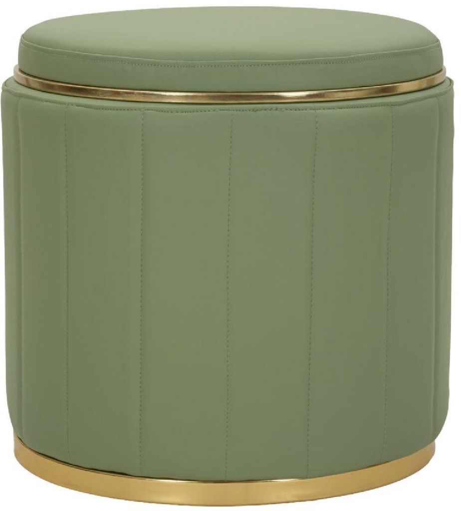 Mauro Ferretti Pouf London mit Stauraum Grün Gold Ø 46.5x44 cm