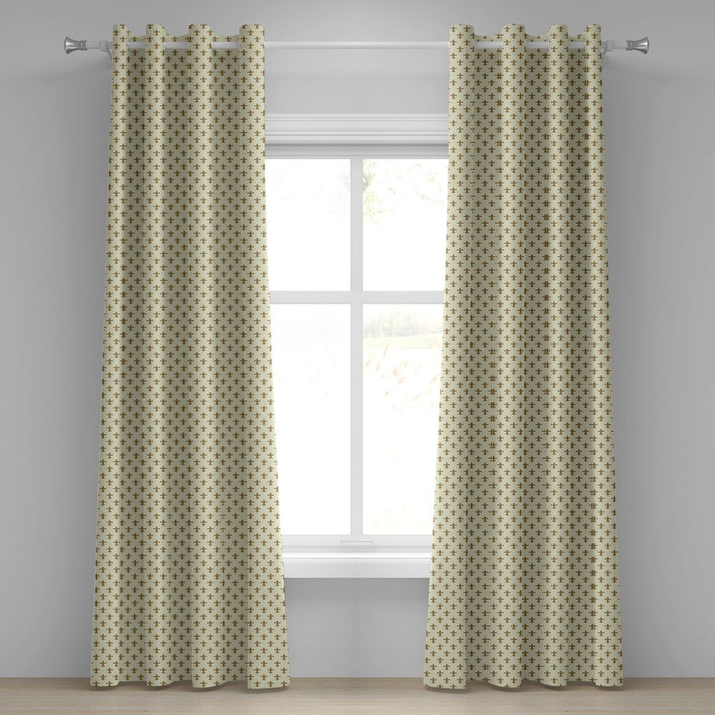 ABAKUHAUS Geometrisch Ösenvorhang, Ornamental abstrakte Formen Muster in sanften Farben Bild Vintage inspiriert, Dekorative 2-Panel-Fenstervorhän...