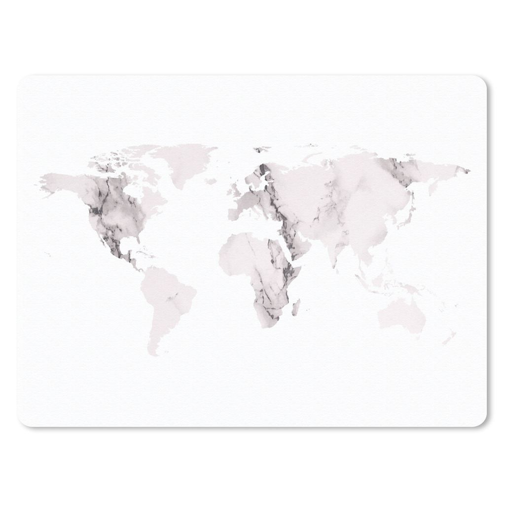 MuchoWow Mauspad Mousepad Weltkarte - Marmor - Grau 23x19 cm - Mousepads - Maus Mat - Pad - Mausunterlage - Schreibtischunterlage - Mauspad