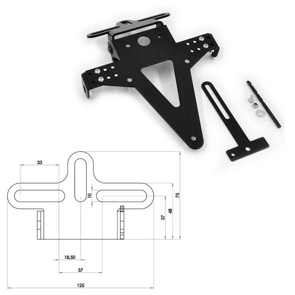 Support de plaque universel Type 6 noir contre vibrations et fissures