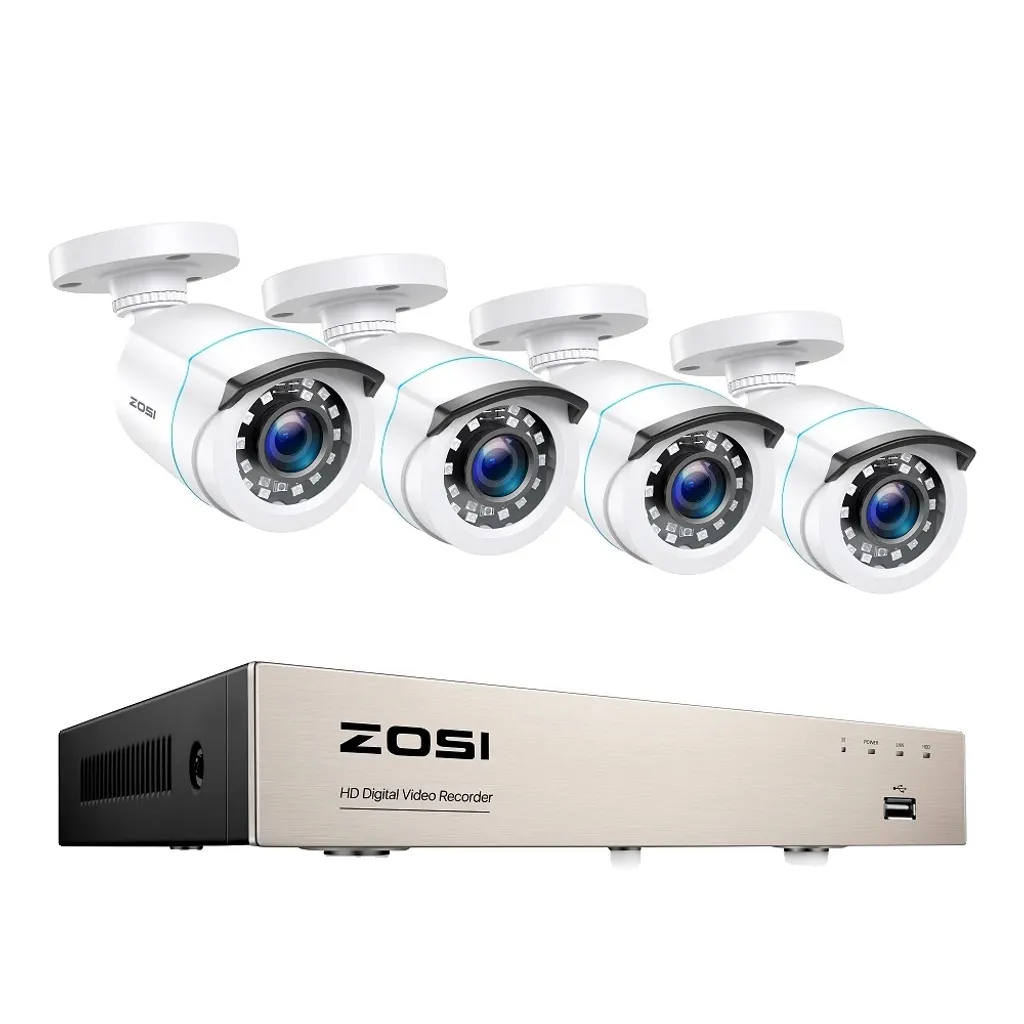 Système de vidéosurveillance câblé 8CH 1080P HD avec 4 caméras IP66 blanc