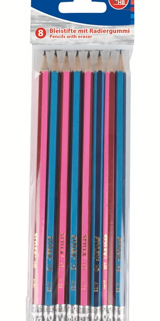 Crayon graphite HB Pop Art multicolore avec gomme 42021 - Pack de 8 pcs
