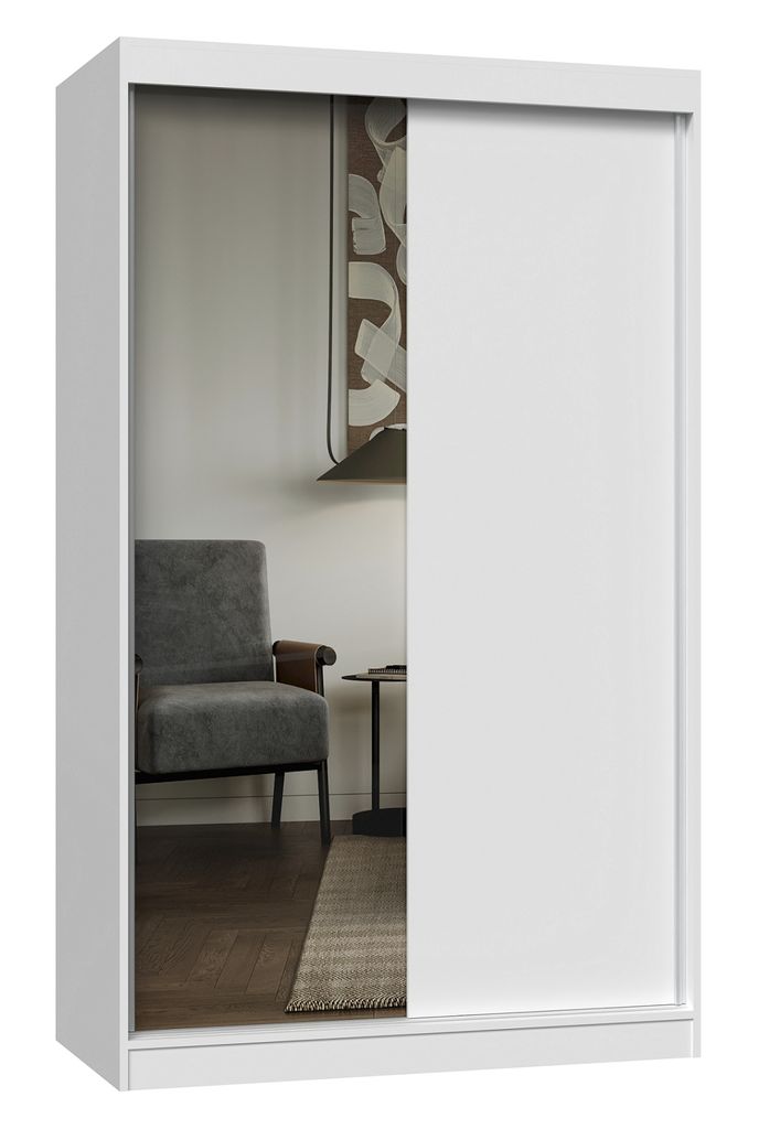 Kleiderschrank 120 cm mit Spiegel RANNO 7 – weiß
