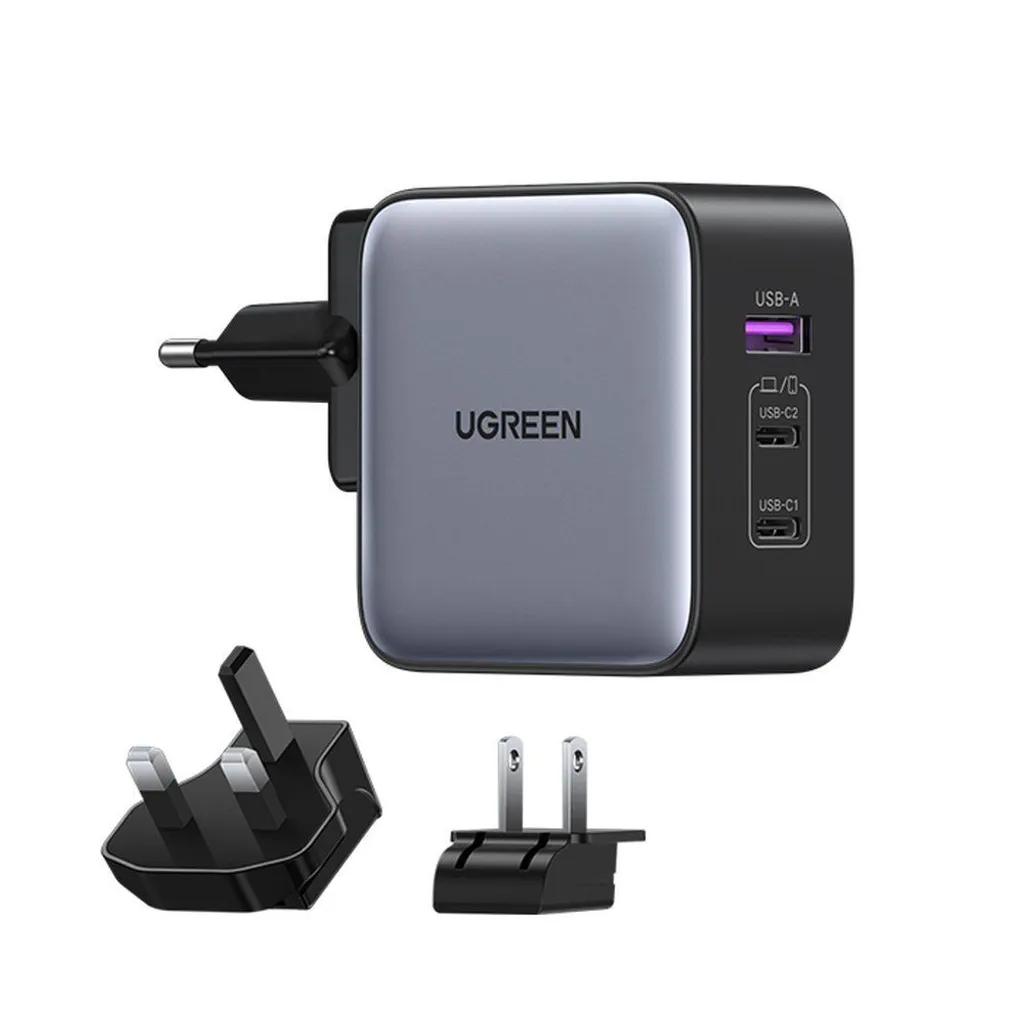 Caricatore UGREEN 65W GaN 3 Porte USB-C Viaggio Internazionale 90409
