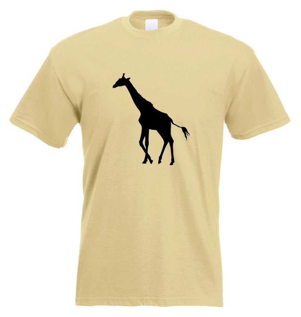 Kiwistar - T-Shirt - Khaki - Giraffe Silhouette Motiv Bedruckt Funshirt Design Print - mit Motiv Bedruckt - Funshirt Design - Sport - Freizeit - He...