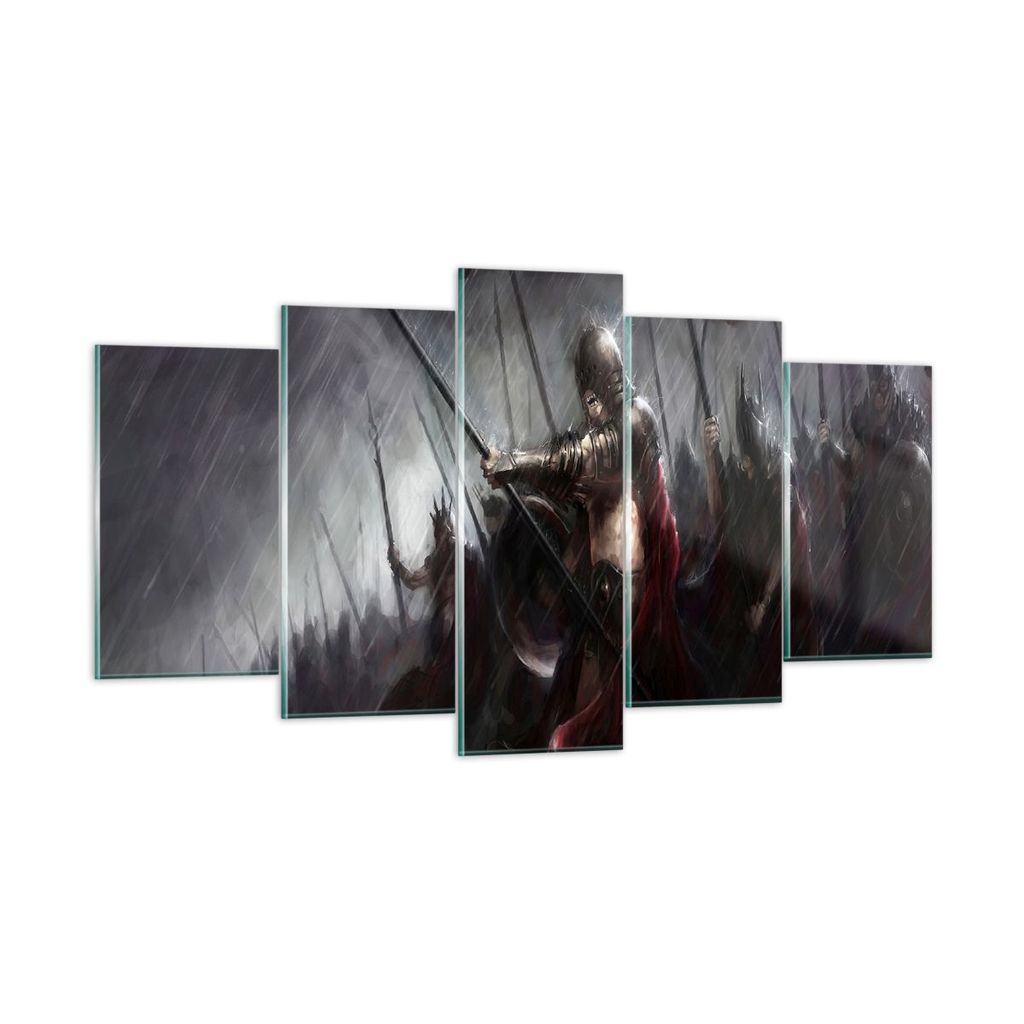 Bilder auf glas - ritter kampf feld - 160x85cm - Glasbilder - Wandbilder - Kunstdruck - zum Aufhängen bereit - Wanddekoration aus Glas - Glas Bild...