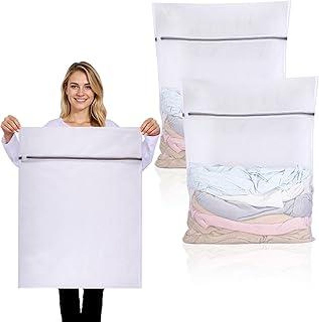 2 Stück Wäschenetz Groß, 60 x 80 cm Wäschenetz für Waschmaschine Wäschesack Groß Wiederverwendbar Wäschesack Waschmaschine mit Reißverschl...