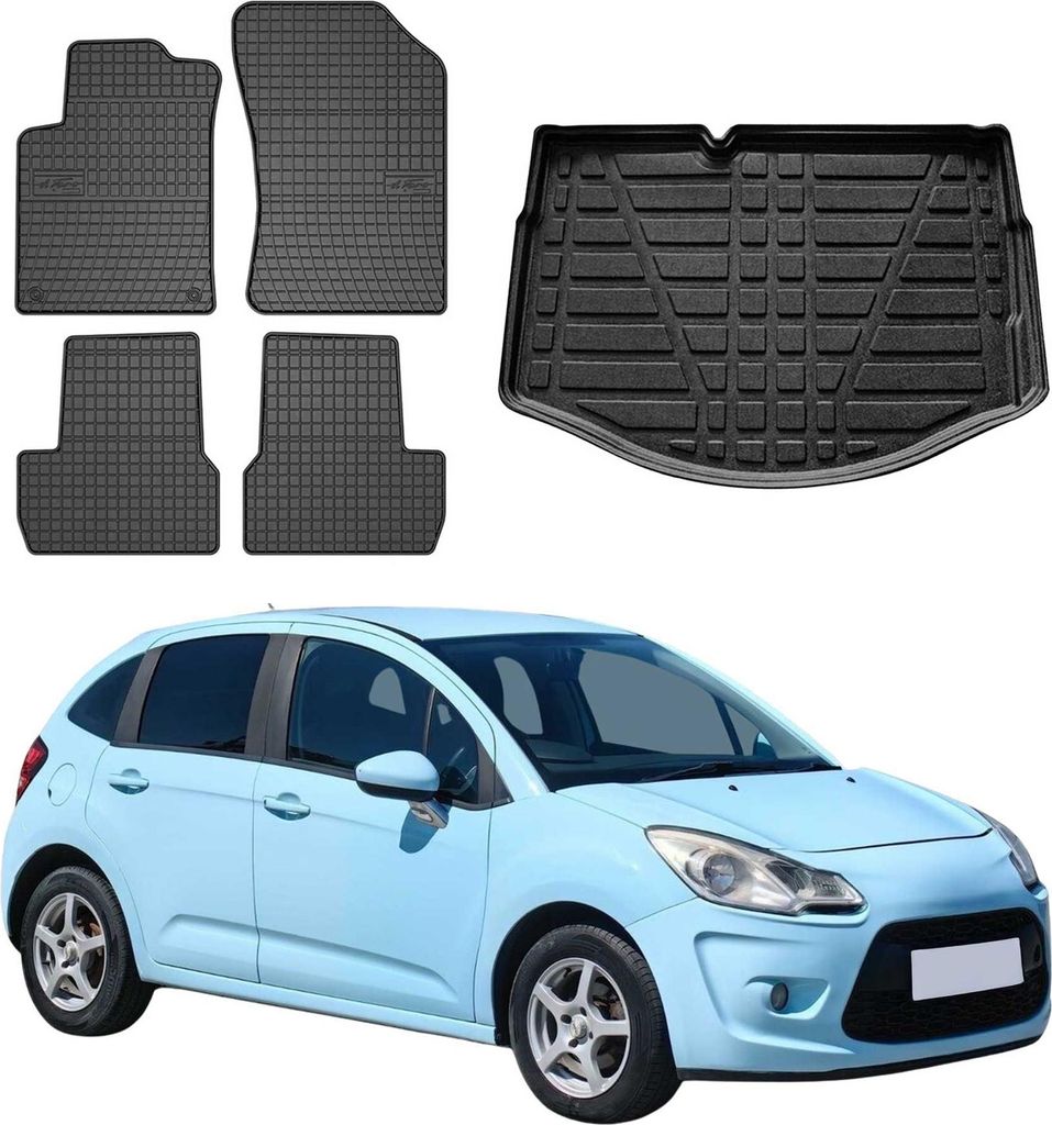 Tapis & bac de coffre Set pour Citroen C3 bicorps 2009-2016 Image du produit 