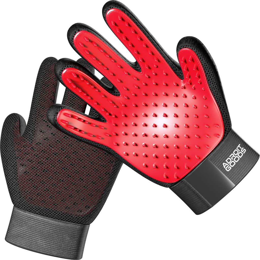 AdroitGoods Tierhaarentfernungshandschuh - Für Katzen und Hunde - Rot