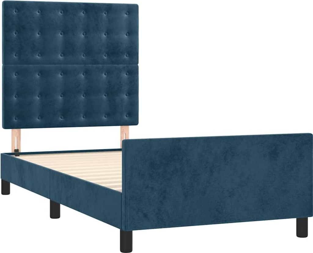 vidaXL Bettgestell ohne Matratze Dunkelblau 100x200 cm Samt