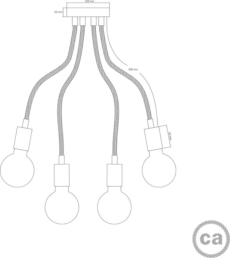 Plafonnier flexible 90cm lumière diffuse avec ampoule LED ST64 incluse