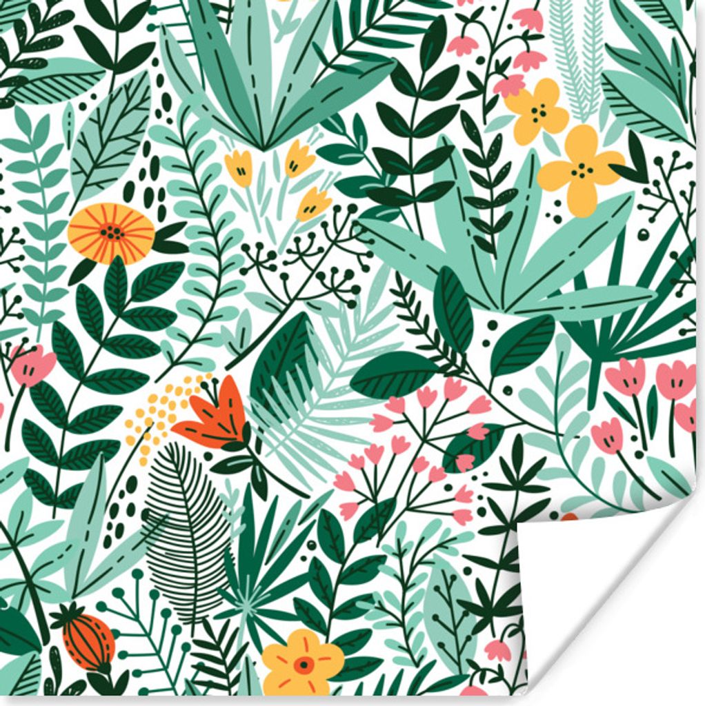 MuchoWow Poster Sommer - Flora - Muster 30x30 cm - Wandposter - Printing