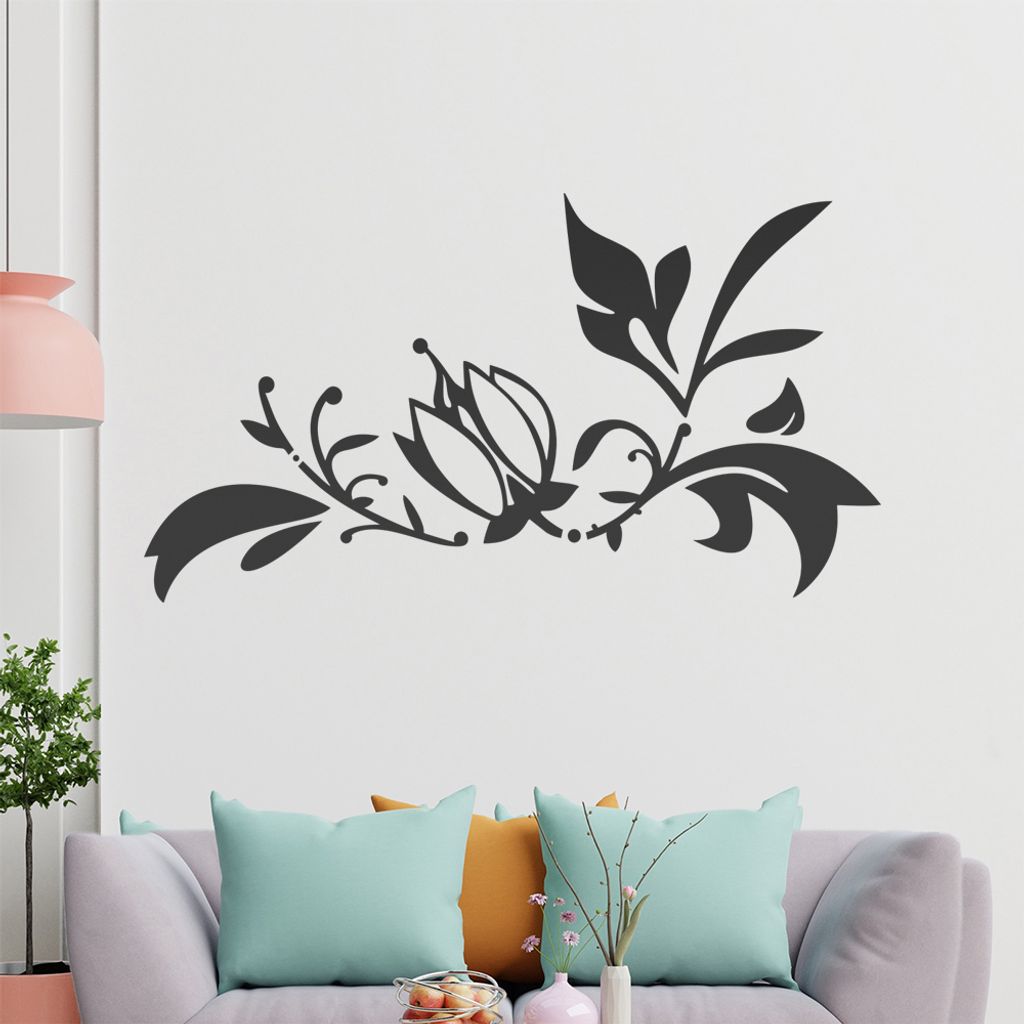 Blume - Ranken Wandtattoo in 6 Größen - Wandaufkleber Wall Sticker - Dekoration, Küche, Wohnzimmer, Schlafzimmer, Badezimmer