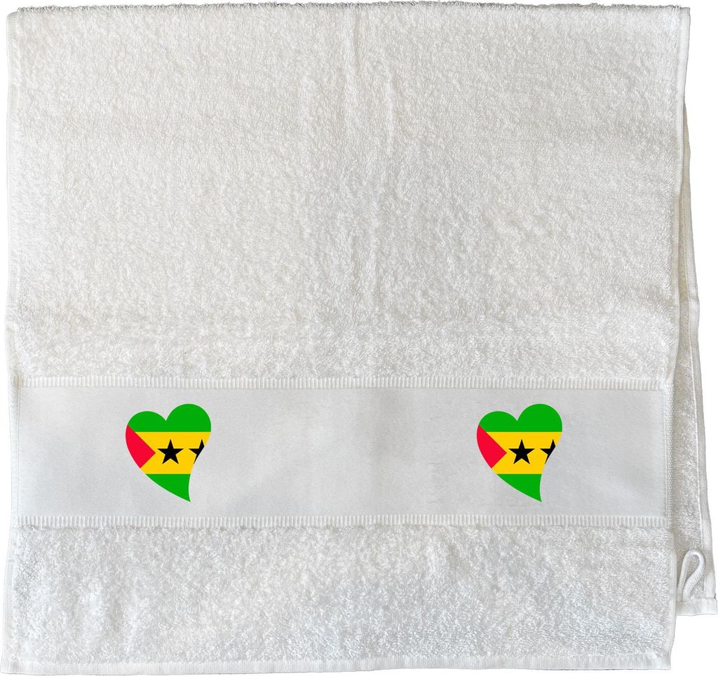 Huuraa Handtuch Sao Tome und Principe Flagge Herz 50x100cm White Baumwolle Handtuch Geschenkidee