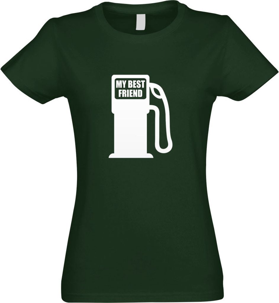 Kiwistar - T-Shirt tailliert - Damen - flaschengrün - My Best Friend - mit Motiv Bedruckt - Funshirt Design - Sport - Freizeit - Damen - L